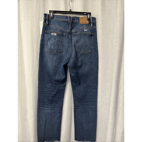 Point Sur Denim High-Rise Boyfriend Jean Raw Hem Dark Wash Size 29 - Picture 9 of 9